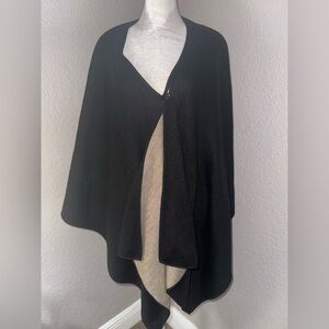Calvin Klein Black Knit Cape Sweater poncho style-with Single Button